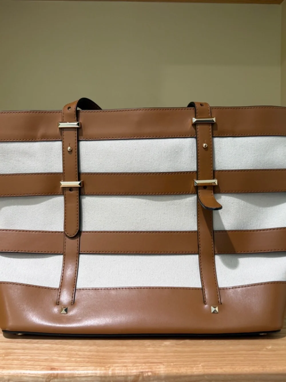 Michael Kors Michael Kors Marie Medium Cage Tote‎ Bag Canvas Leather
